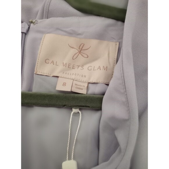 Gal Meets Glam Seraphina Bodice Midi Dress Lavender Size 8. Short Sleeve V-Neck - Picture 16 of 16